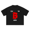 Against All Odds tee, black, ghost product shot showing 3:2 B Bern front print in red and white, front product shot