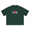 Azteca 12 tee, dark green, ghost mannequin showing El 12 chest graphic, front product shot