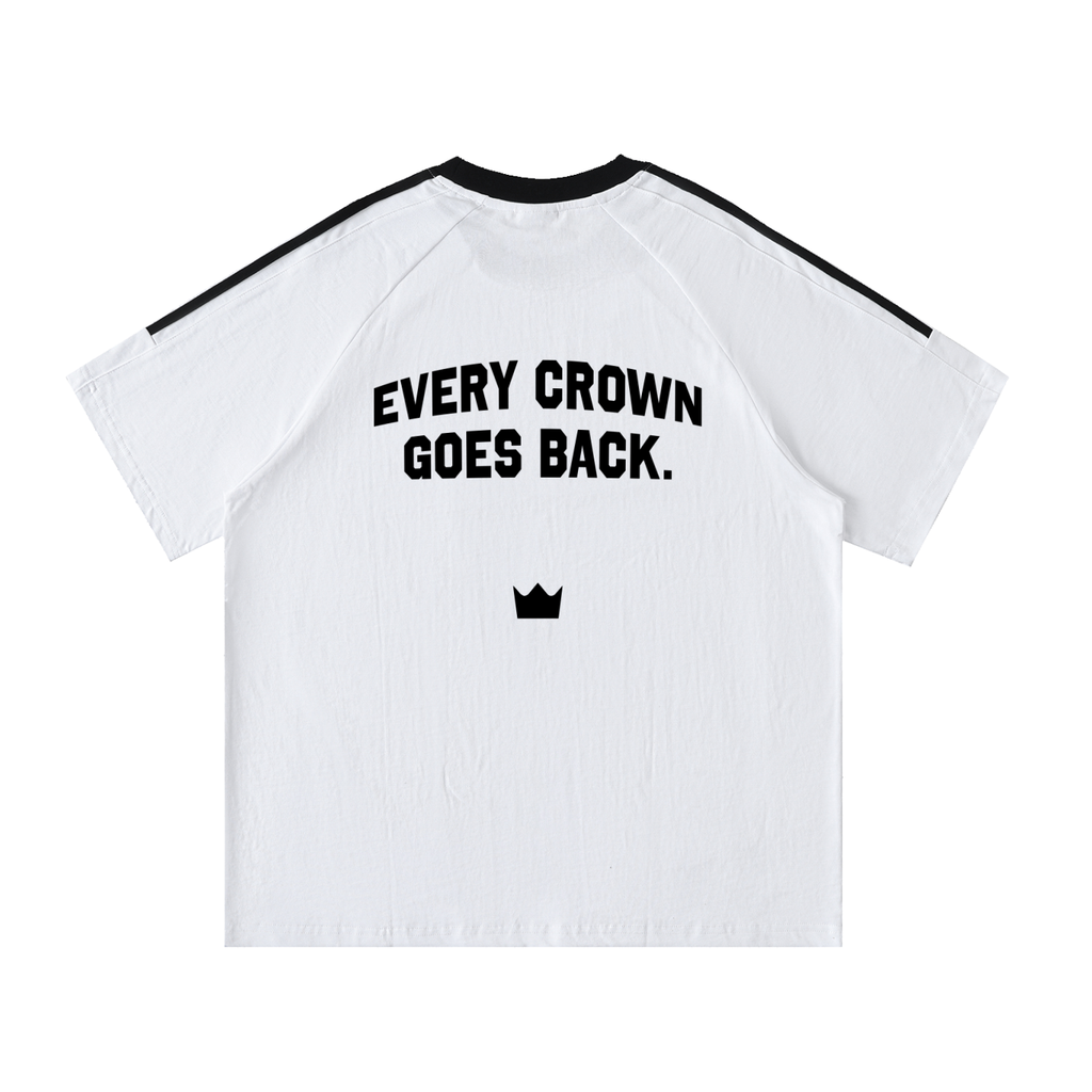 Every Crown Goes Back tee, white, regular fit, back print with crown, product shot