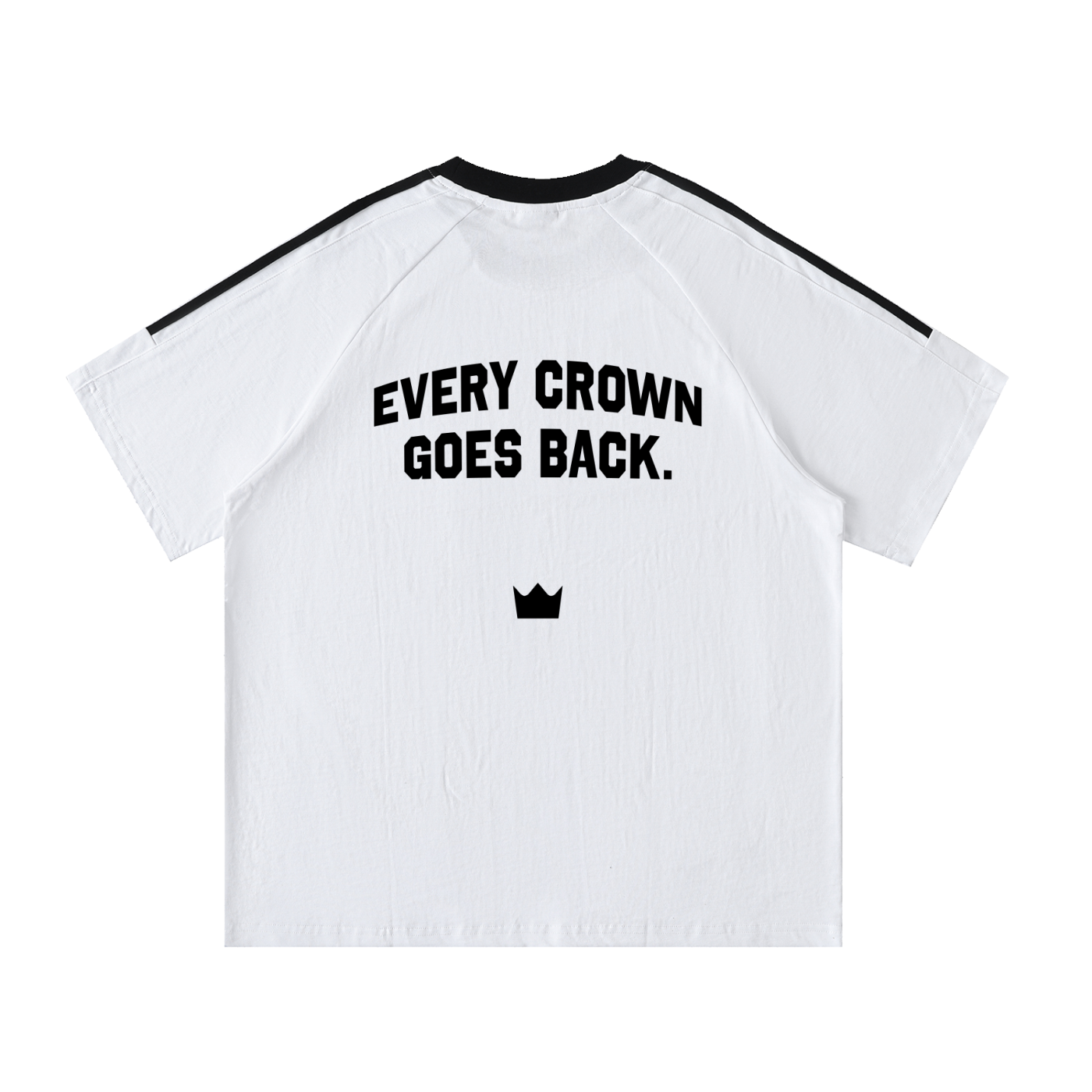 Every Crown Goes Back tee, white, regular fit, back print with crown, product shot