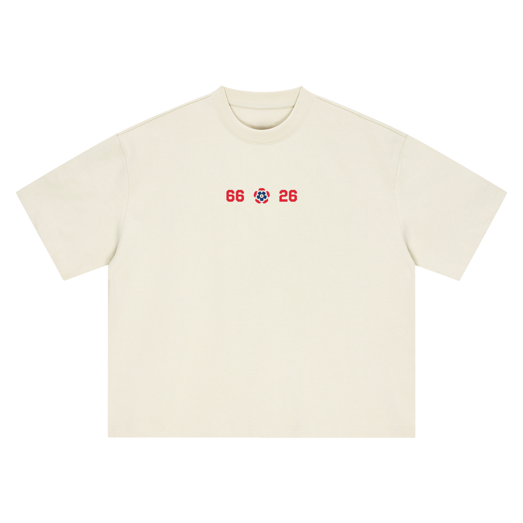 It's Coming tee, cream, ghost product shot showing 66 Three Lions 26 front print, front product shot
