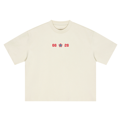 It's Coming tee, cream, ghost product shot showing 66 Three Lions 26 front print, front product shot