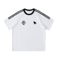 Not About Me tee, white, regular fit with contrast taped shoulders, chest print, product shot