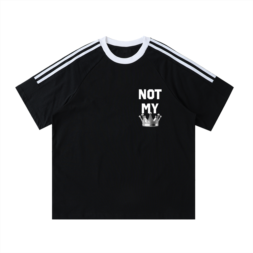 Not My tee, black, regular fit, chest print with crown, product shot