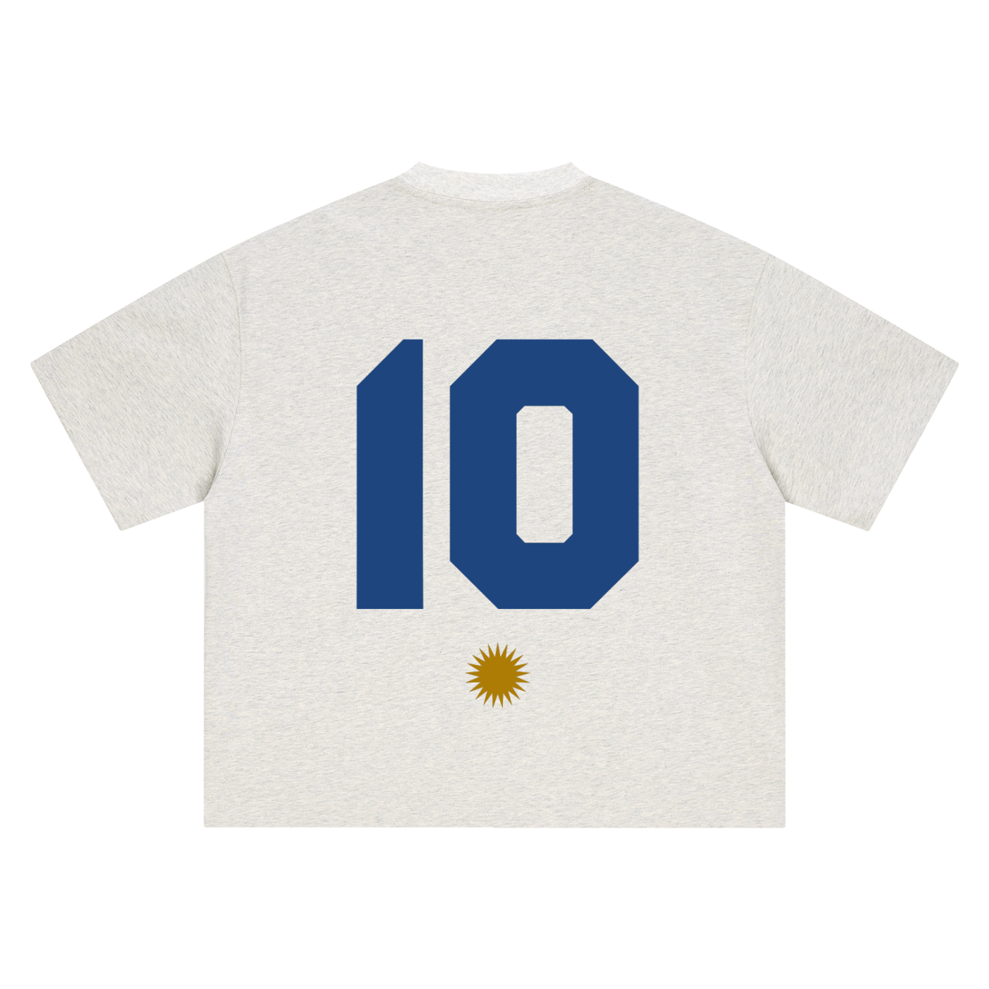 The Greatest Story tee, oat gray, ghost product shot showing Greatest Story Argentina back print, back product shot