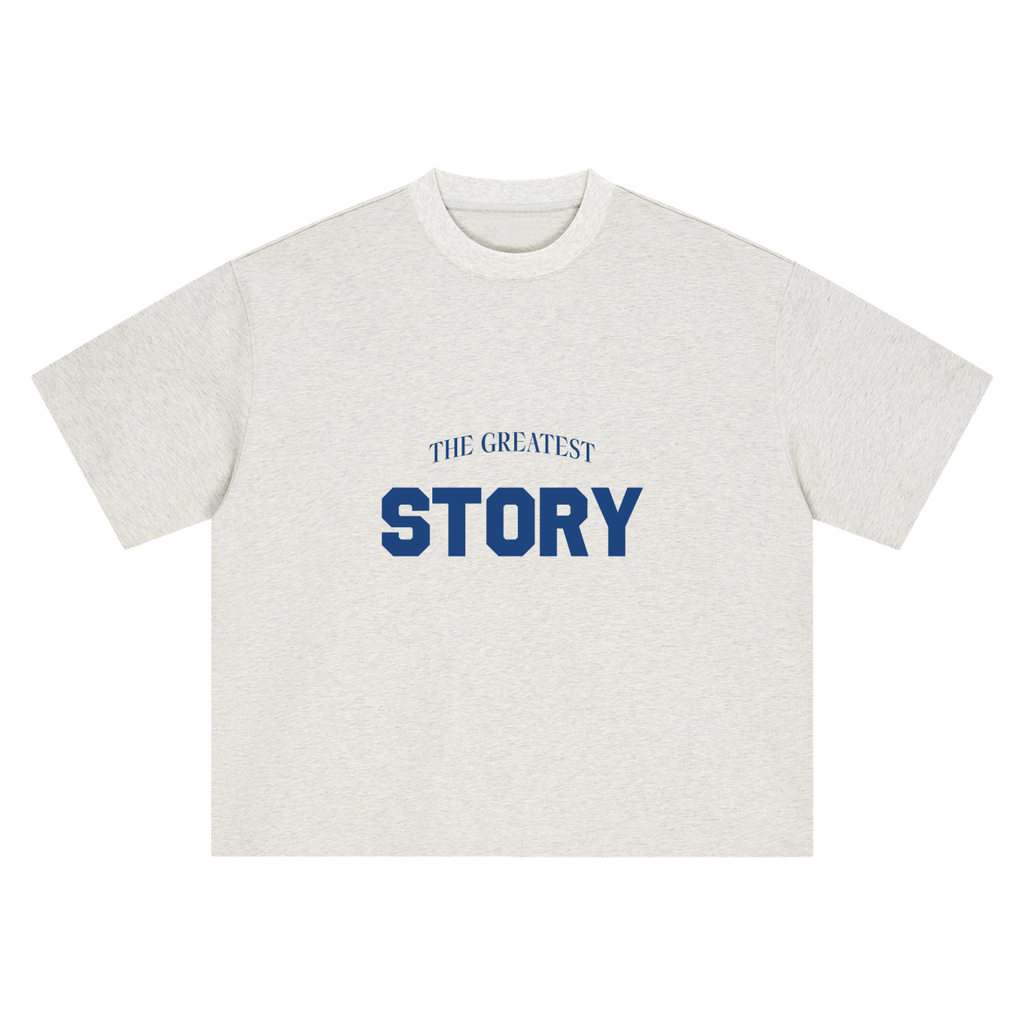 The Greatest Story tee, oat gray, ghost product shot showing Greatest Story Albiceleste number 10 front print, front product shot