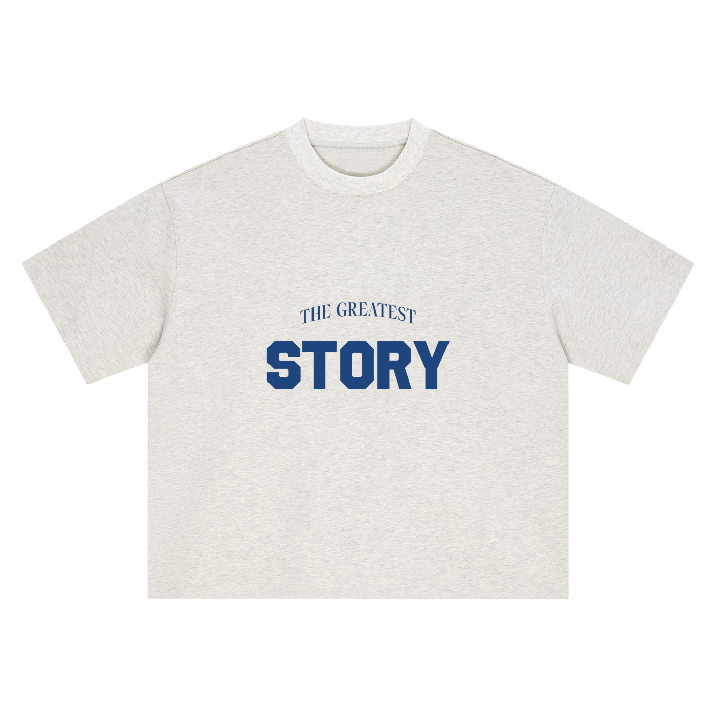The Greatest Story tee, oat gray, ghost product shot showing Greatest Story Albiceleste number 10 front print, front product shot