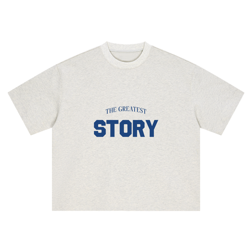 The Greatest Story tee, oat gray, ghost product shot showing Greatest Story Albiceleste number 10 front print, front product shot