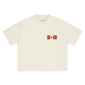 We Can tee, cream, ghost product shot showing We Can maple leaf front print, front product shot